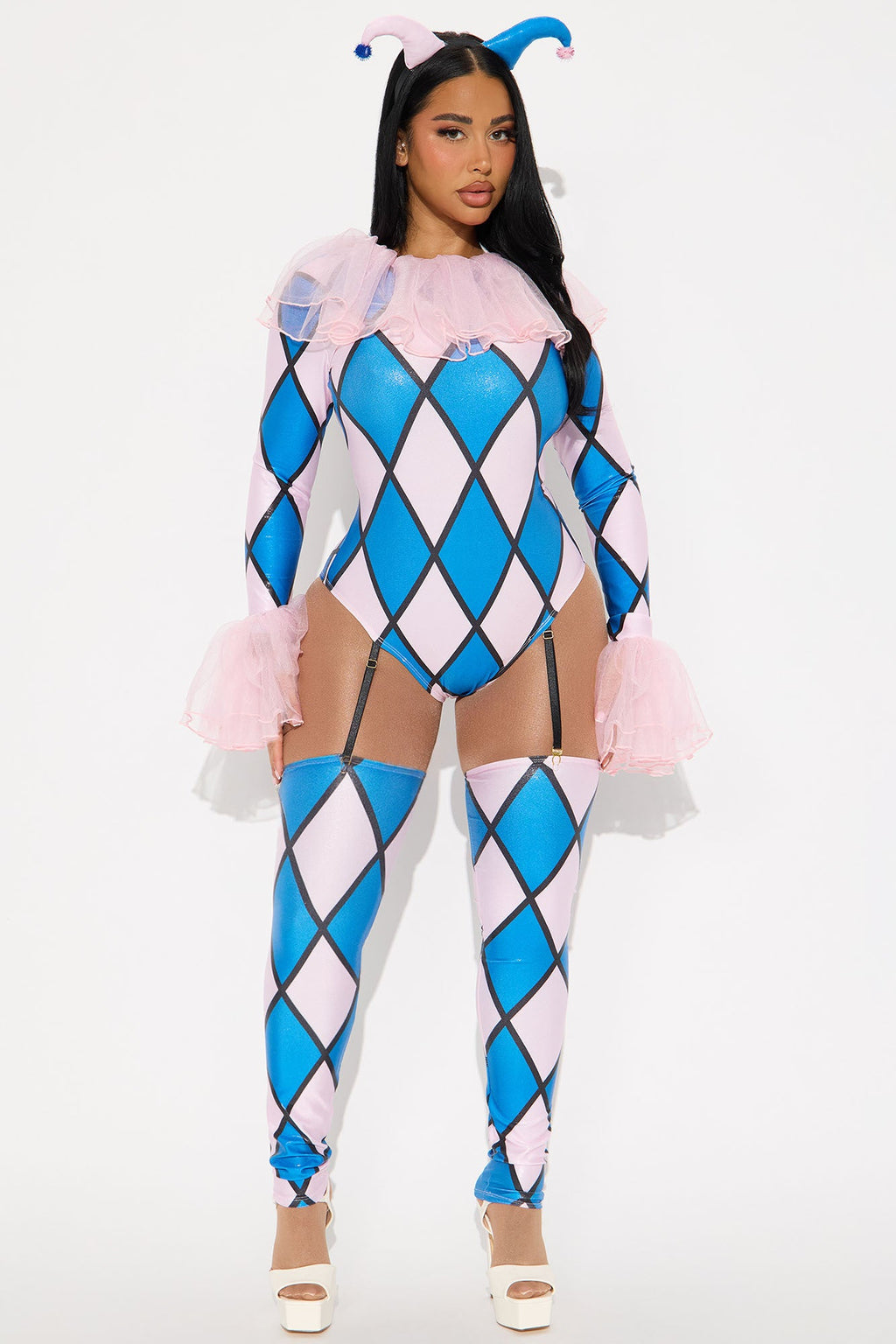Naughty Jester 3 Piece Costume Set - Blue/combo