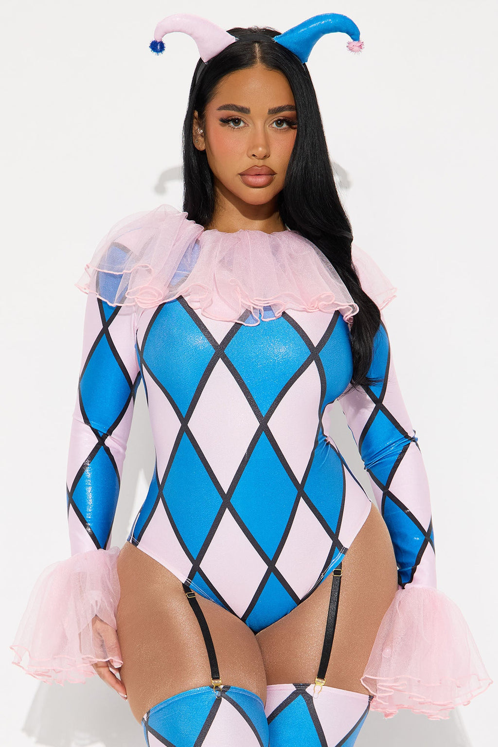 Naughty Jester 3 Piece Costume Set - Blue/combo