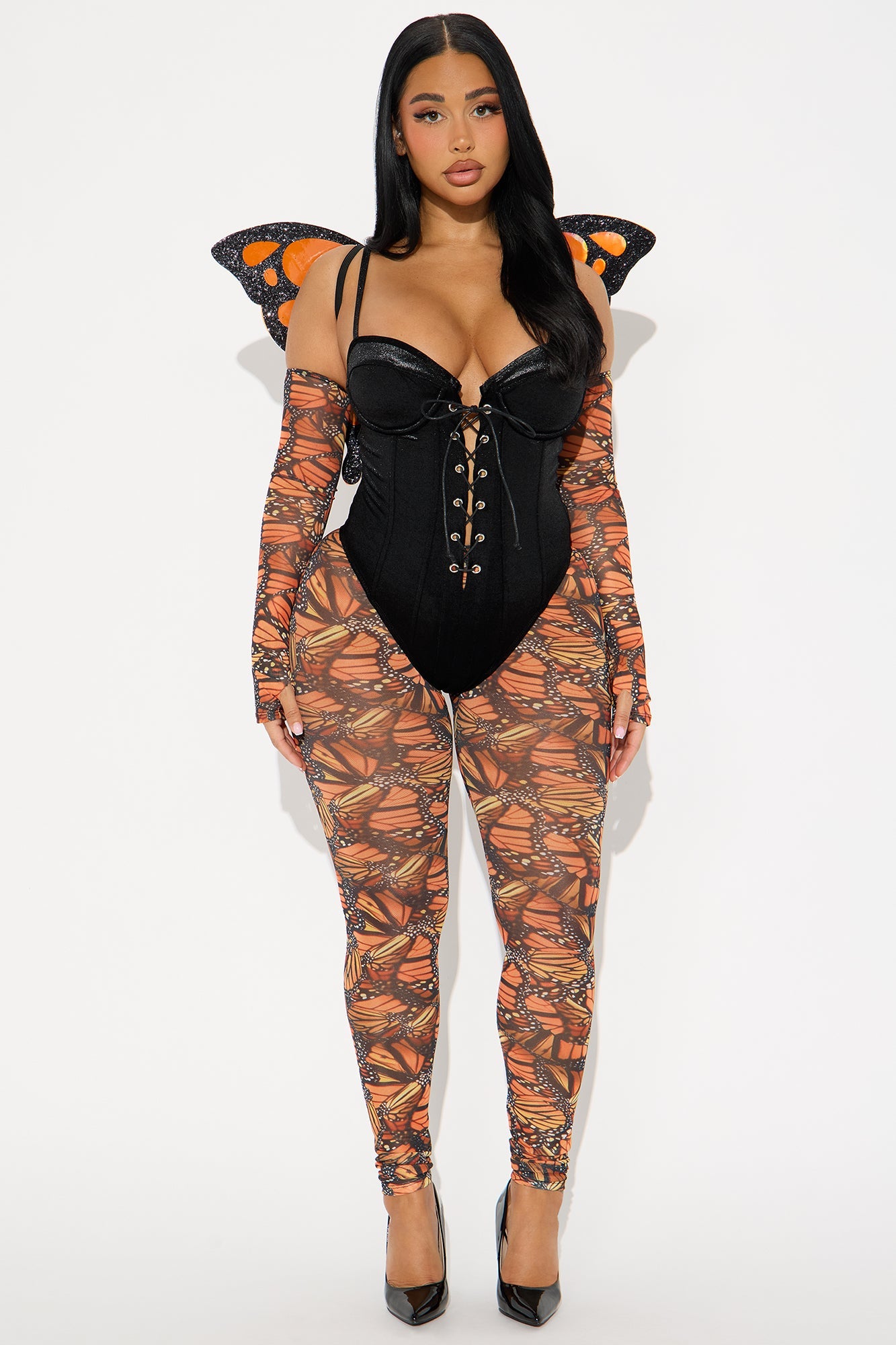 Catch Me If You Can 4 Piece Butterfly Costume Set - Orange/combo