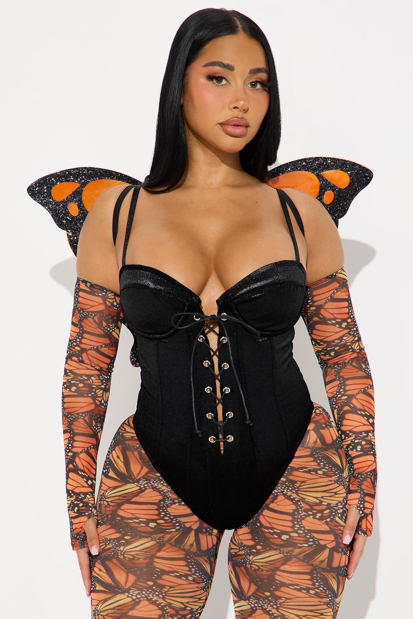 Catch Me If You Can 4 Piece Butterfly Costume Set - Orange/combo