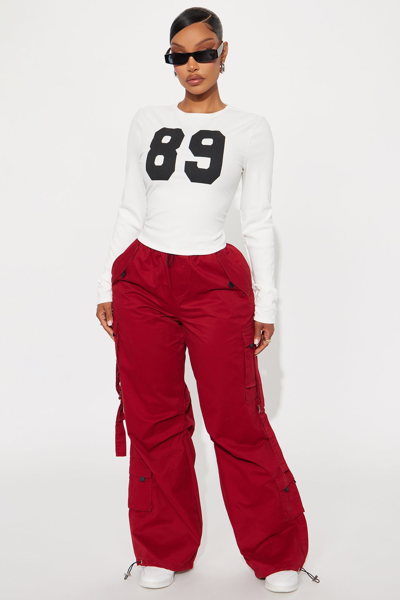 89 Ribbed Long Sleeve Baby Tee - White