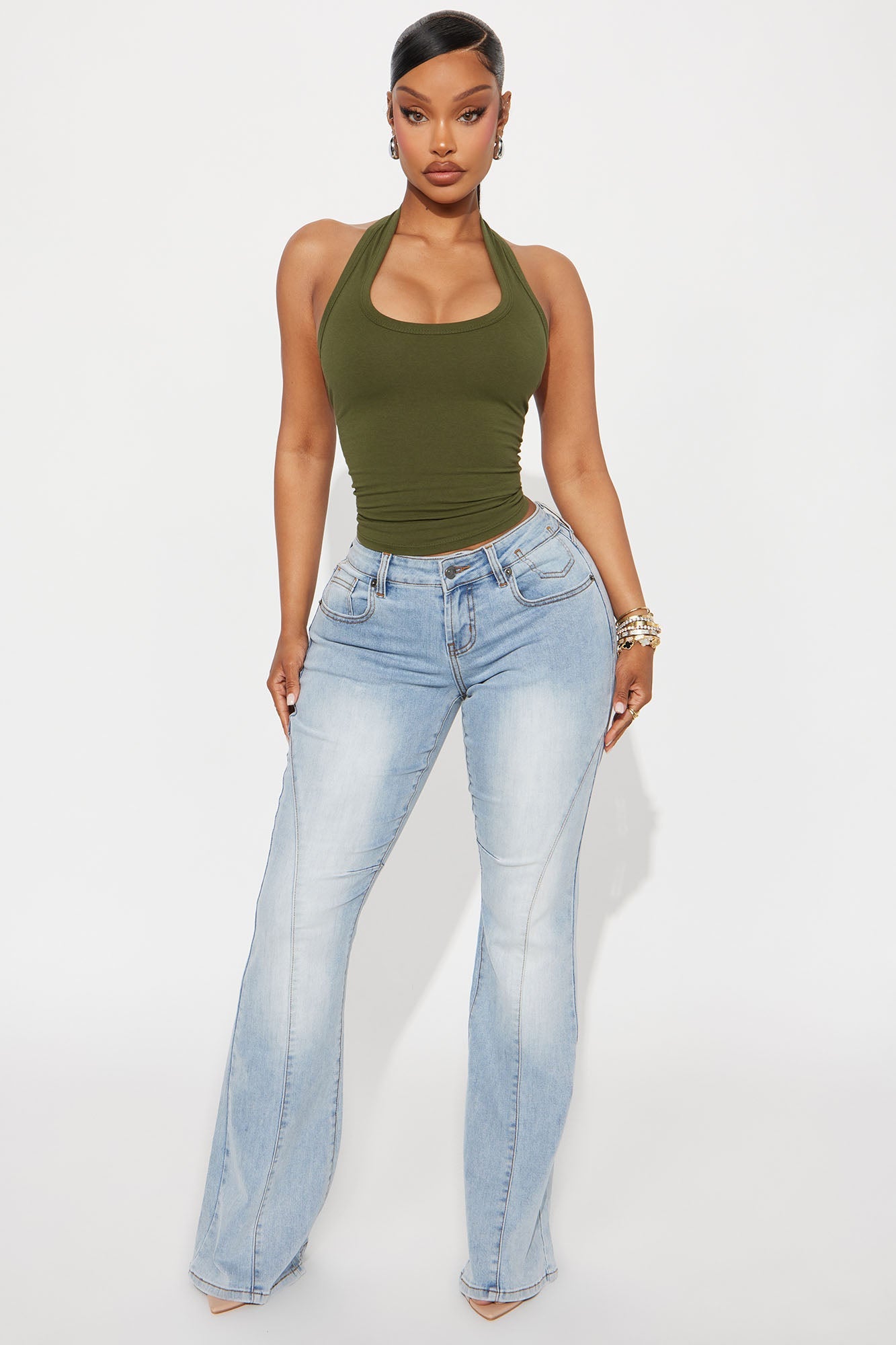 Day In The Life Halter Top - Olive
