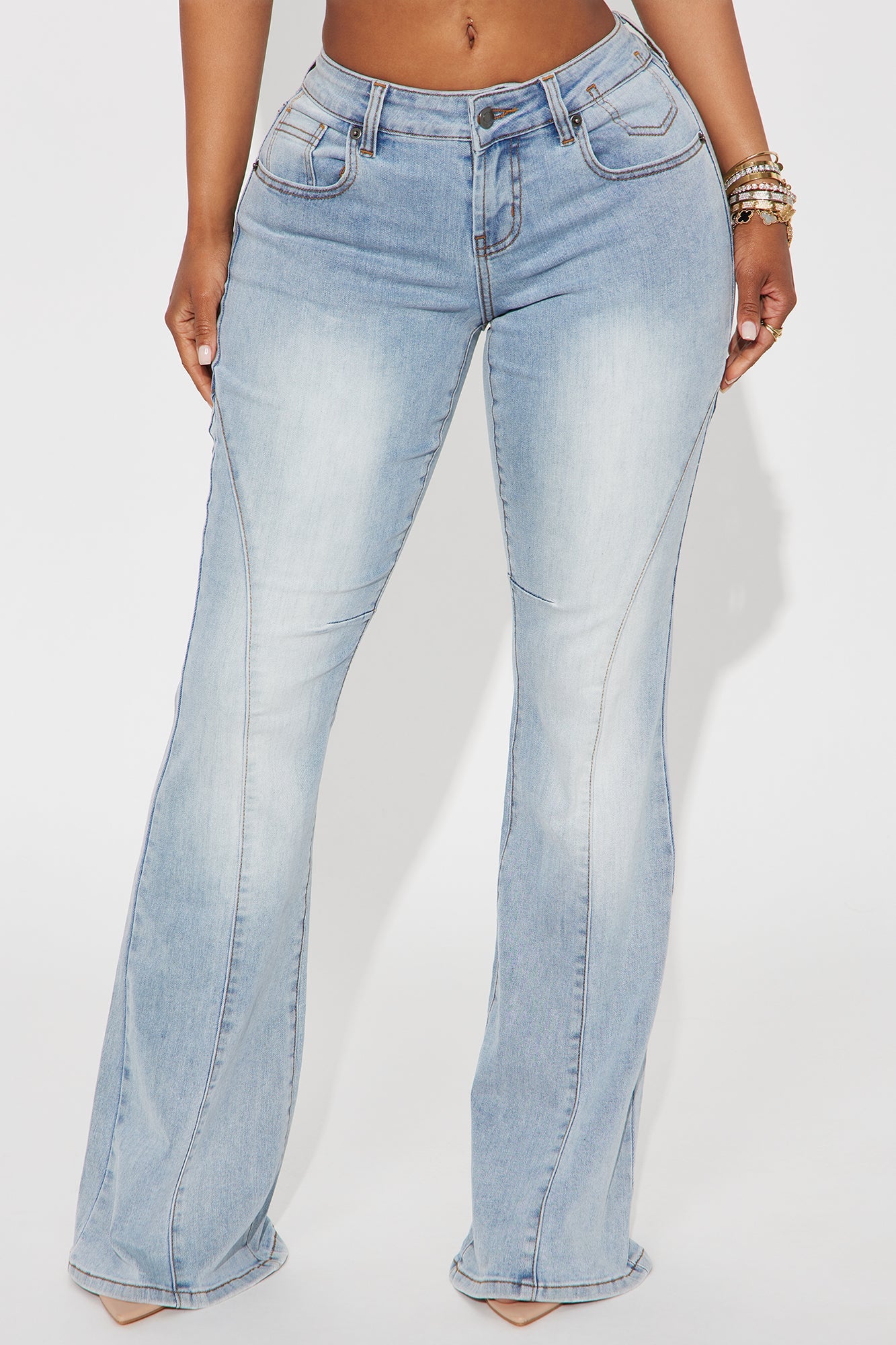 Raleigh Mid Rise Flare Jeans - Light Wash