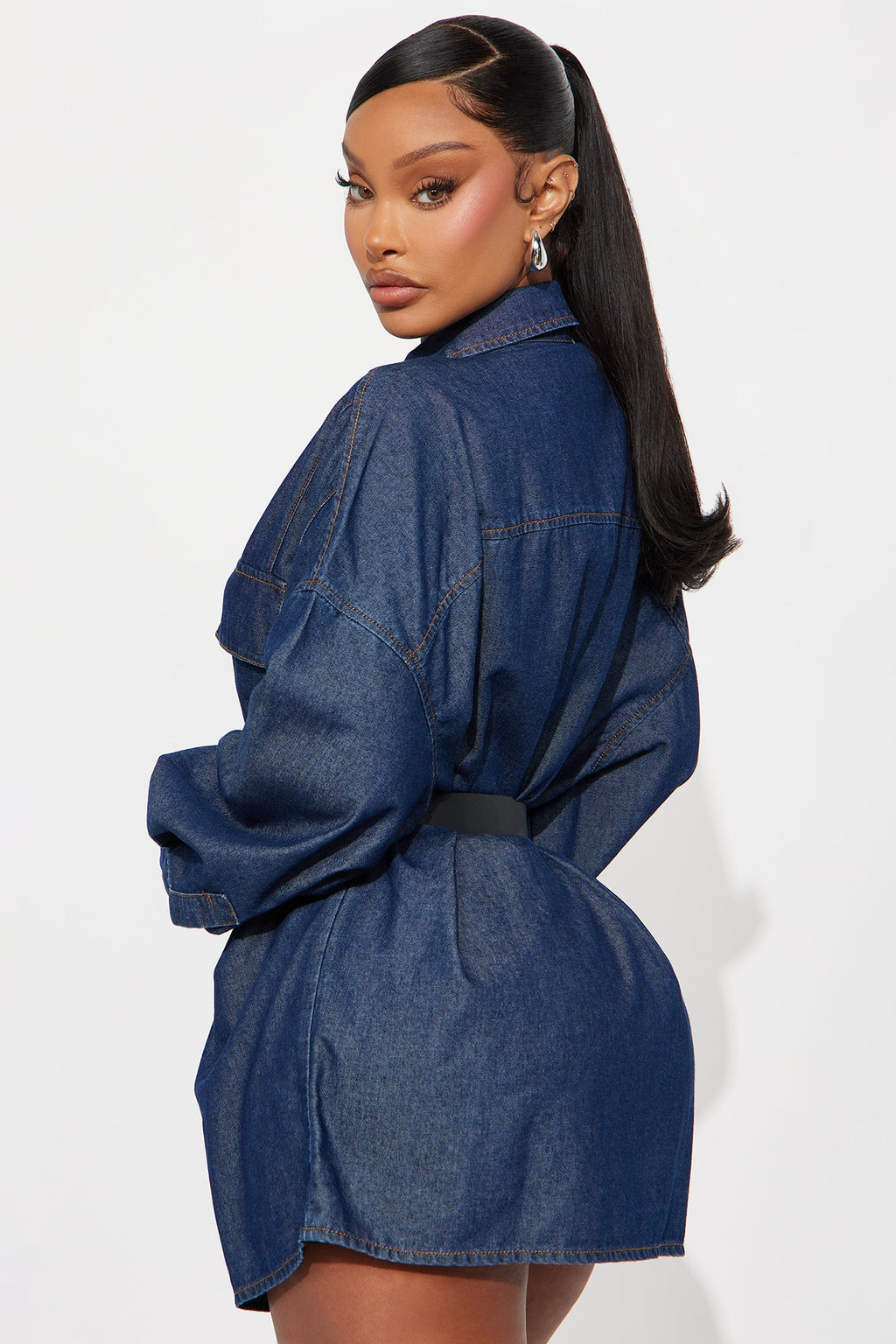 Keeping It Denim Oversized Shirt - Dark Wash
