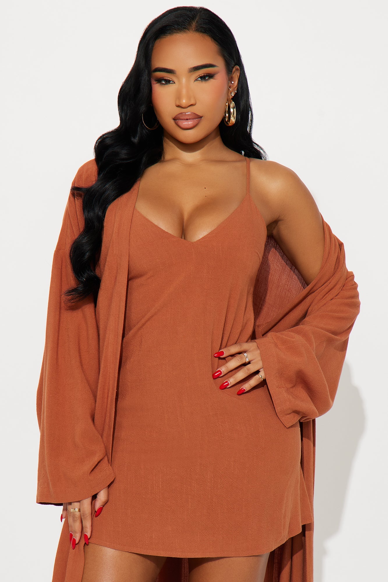 Vacay Vibe Linen Mini Dress Set - Camel
