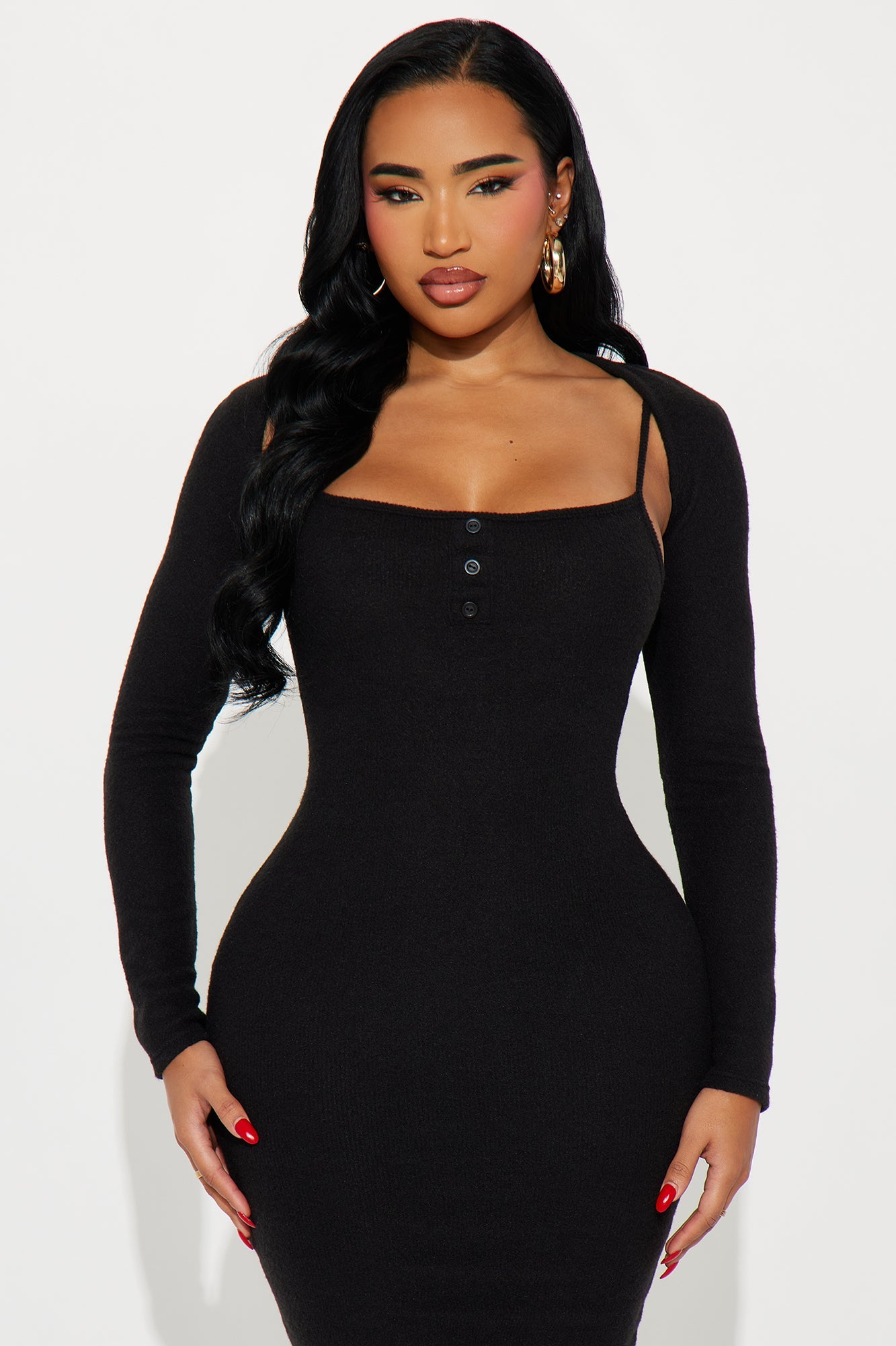 No Rush Sweater Maxi Dress - Black