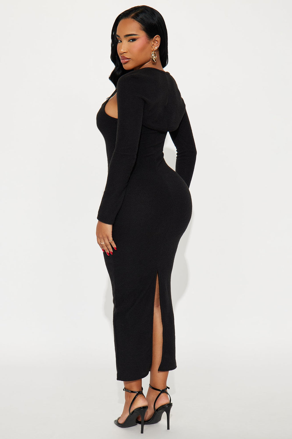No Rush Sweater Maxi Dress - Black