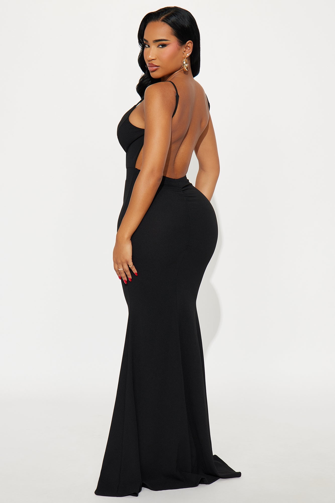 Arlette Backless Ruched Gown - Black