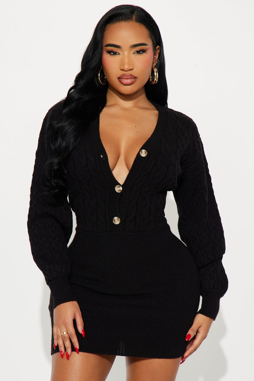 Tall Michelle Sweater Mini Dress - Black