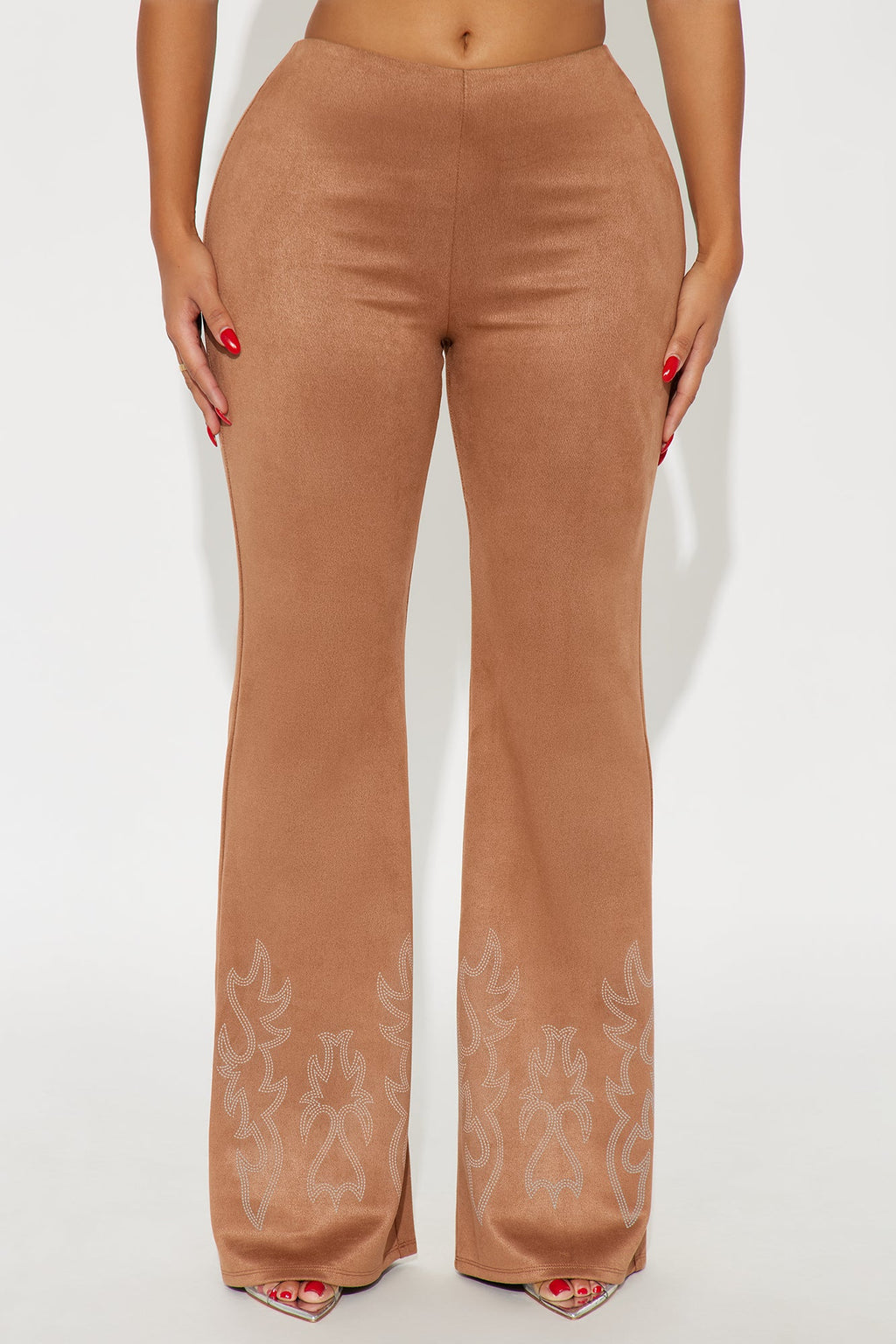 Southern Charm Faux Suede Flare Pant - Camel