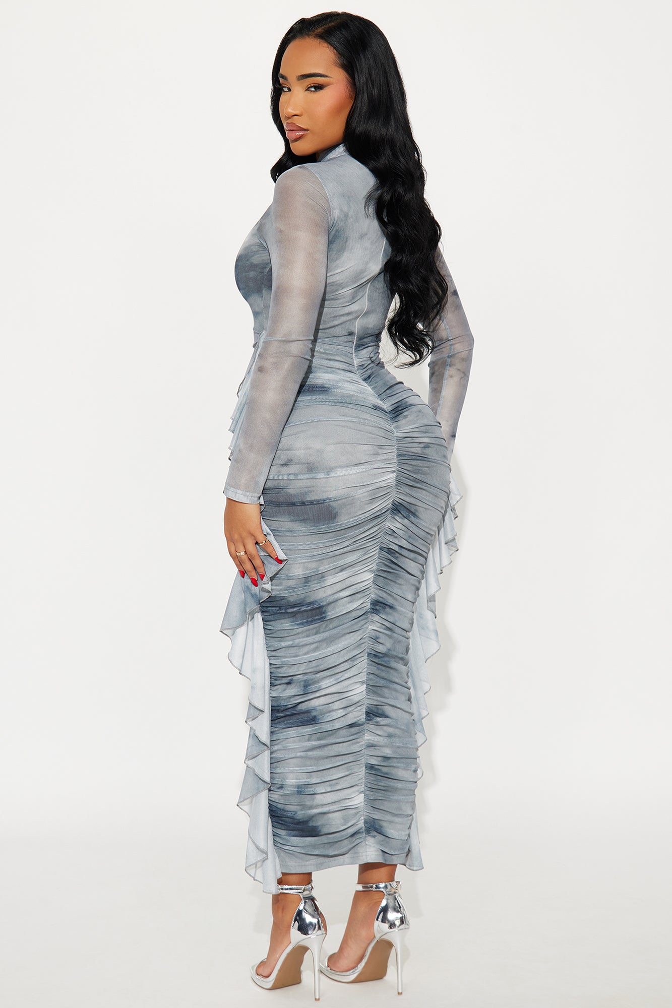 Slith Mesh Maxi Dress - Blue/combo