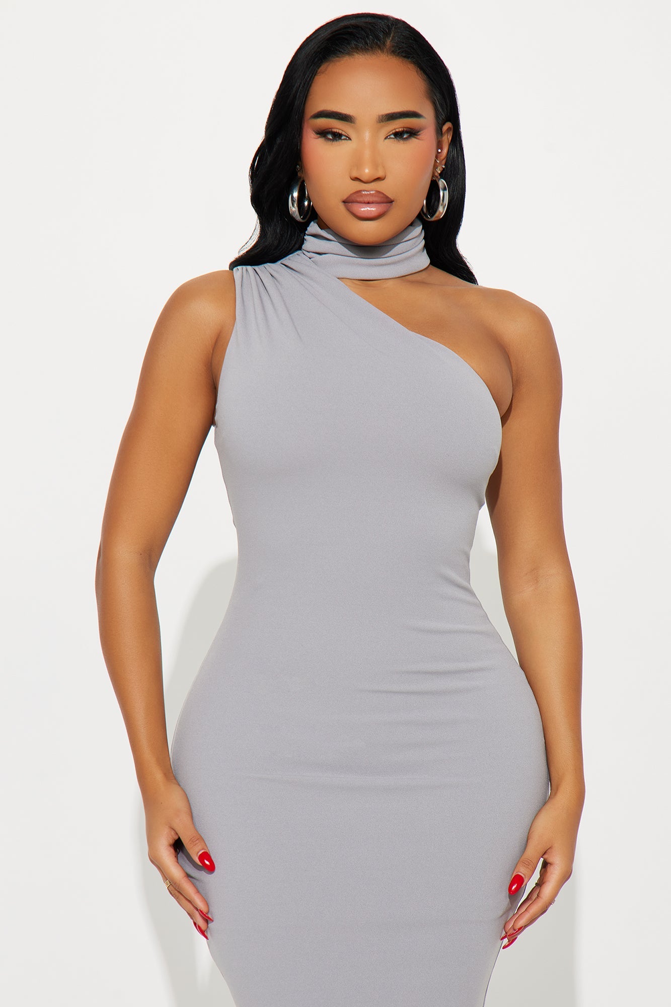 Selene High Neck Maxi Dress - Grey