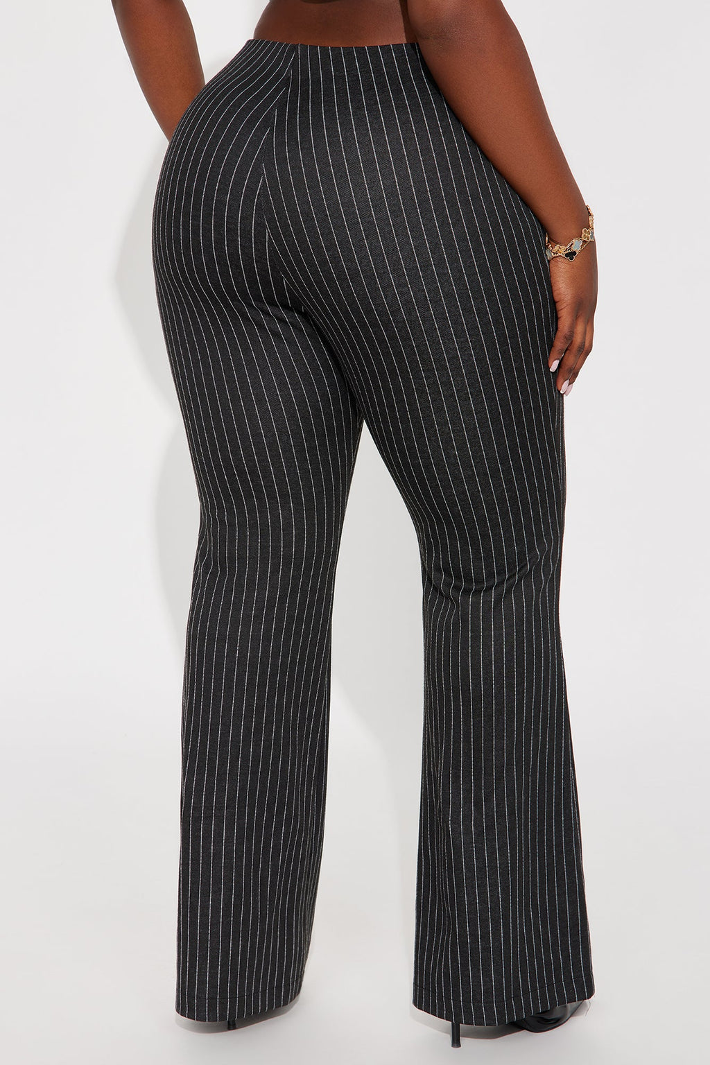 Booked And Busy Pinstripe Ponte Flare Pant 33 - Black/White