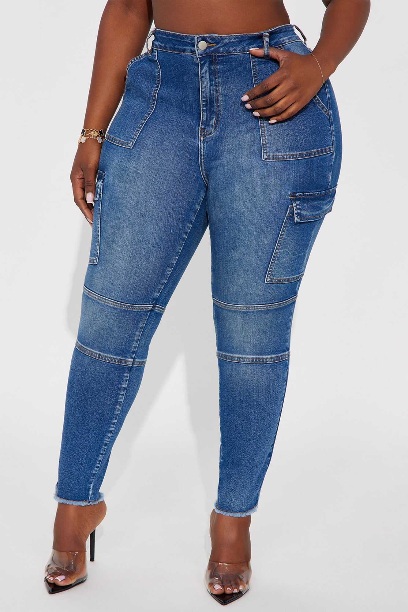 Guilty Pleasure Cargo Skinny Jeans - Medium Wash