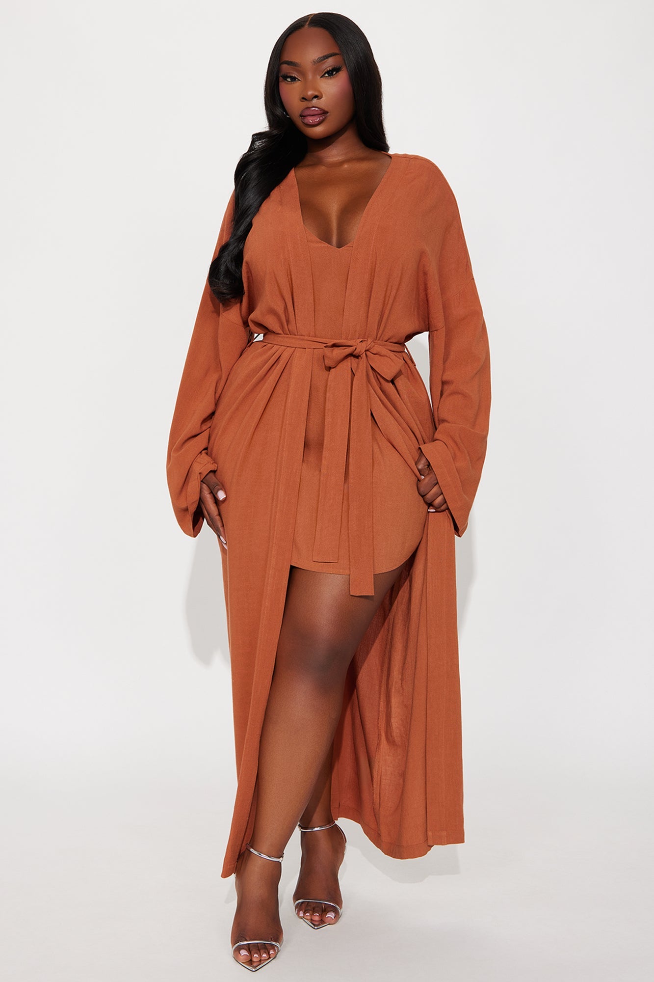 Vacay Vibe Linen Mini Dress Set - Camel