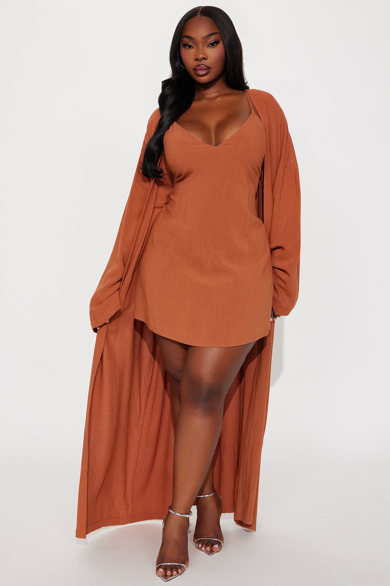 Vacay Vibe Linen Mini Dress Set - Camel
