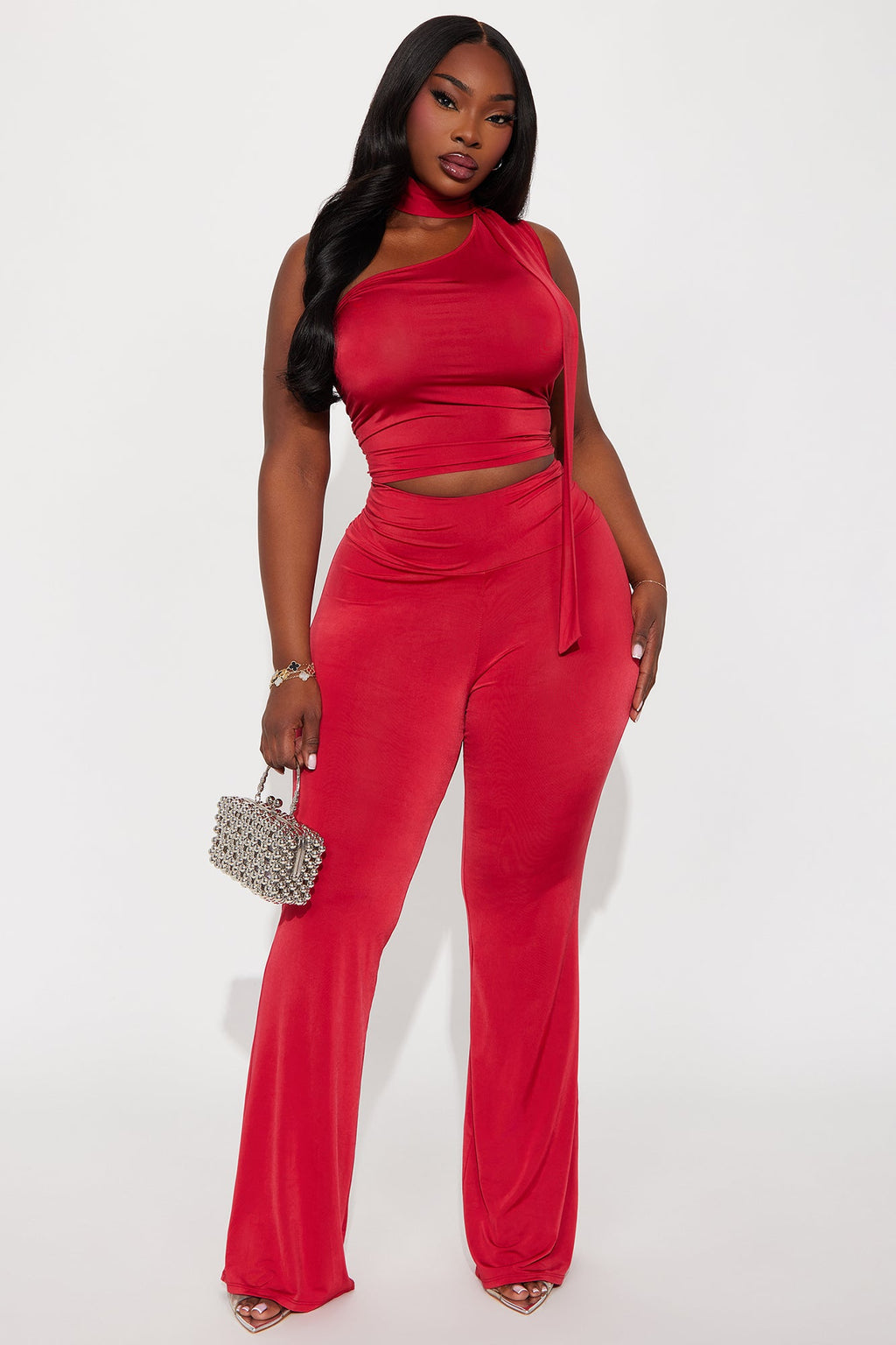 Alaina 3 Piece Pant Set - Red