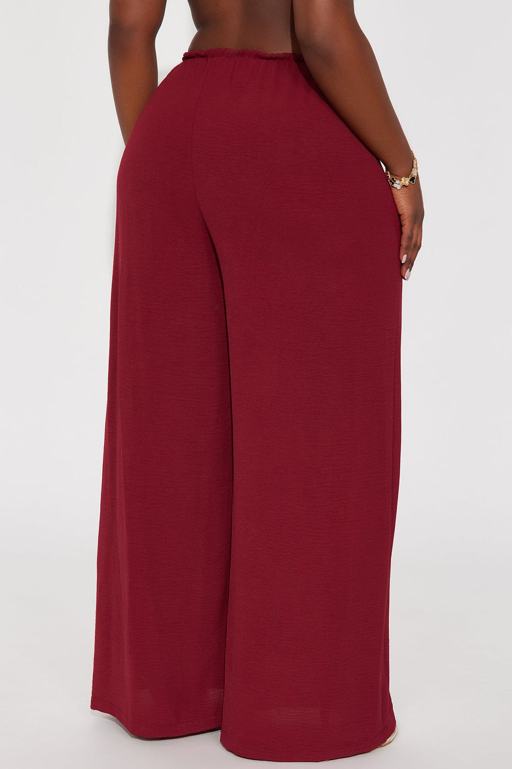 Running Errands Wide Leg Pant 32″ - Burgundy