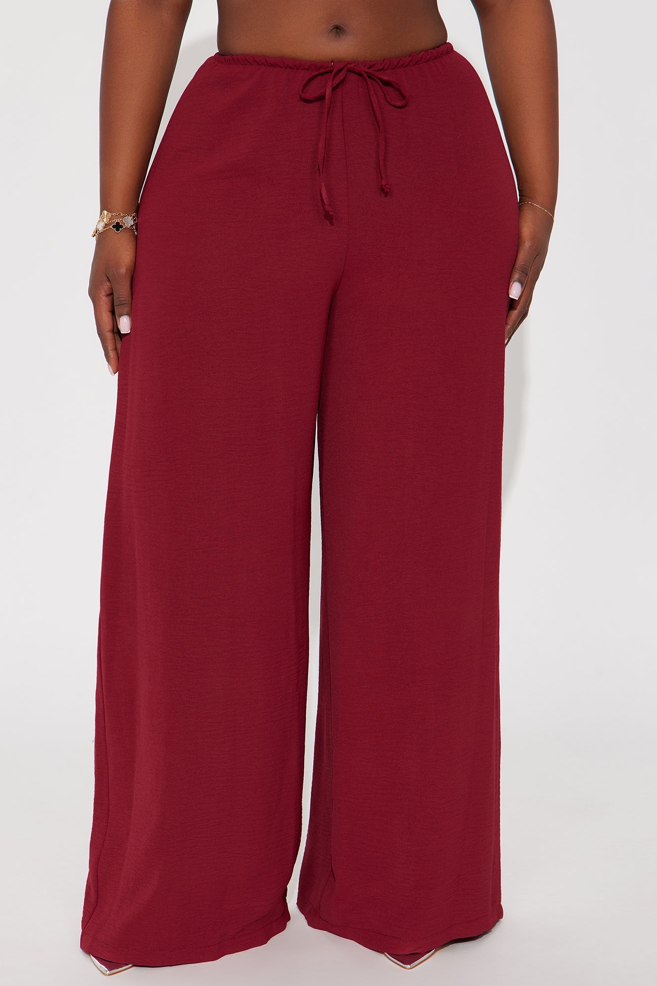 Running Errands Wide Leg Pant 32″ - Burgundy