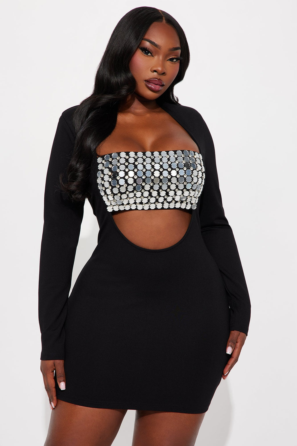 Harlee Embellished Mini Dress - Black
