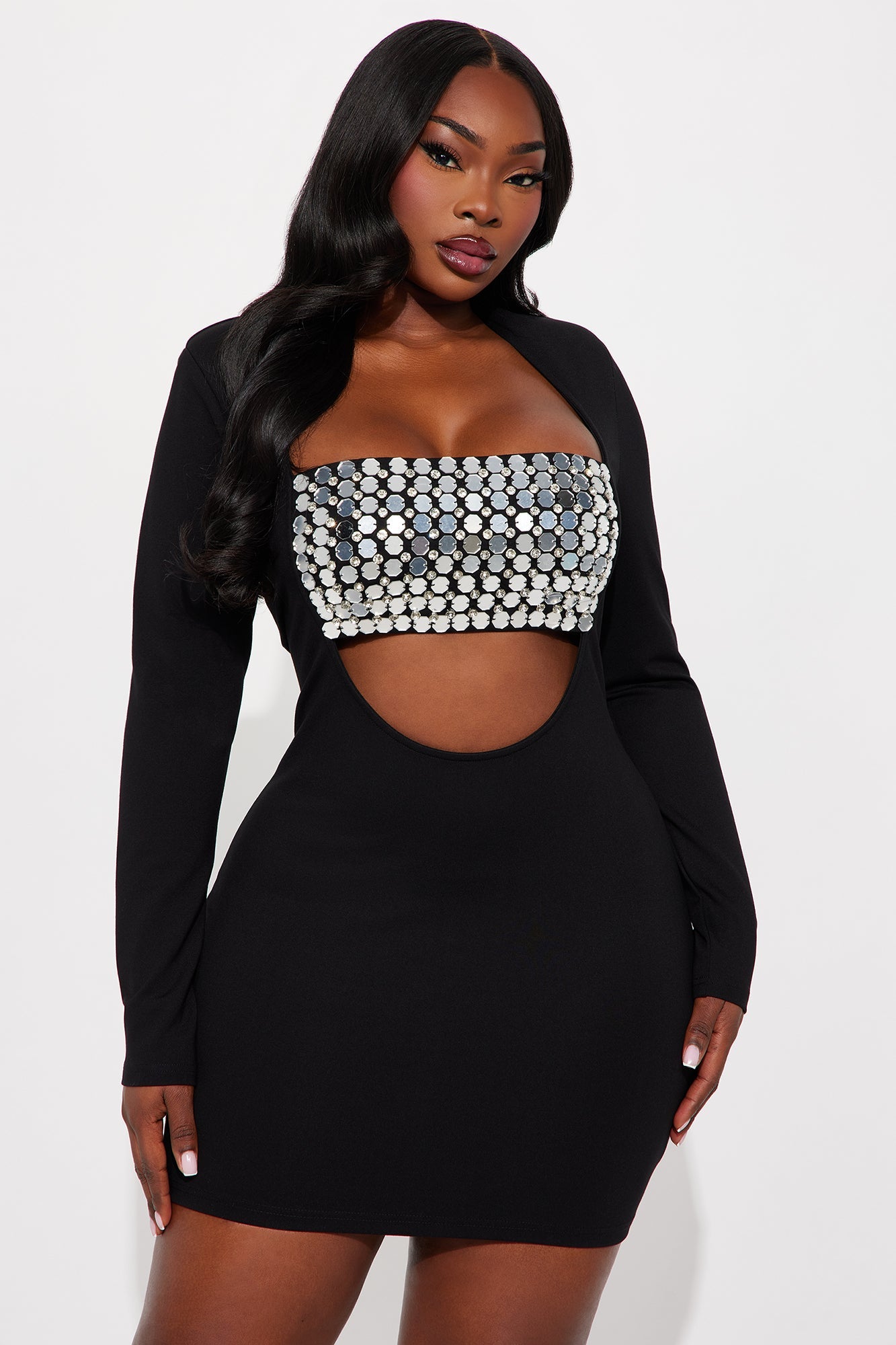 Harlee Embellished Mini Dress - Black