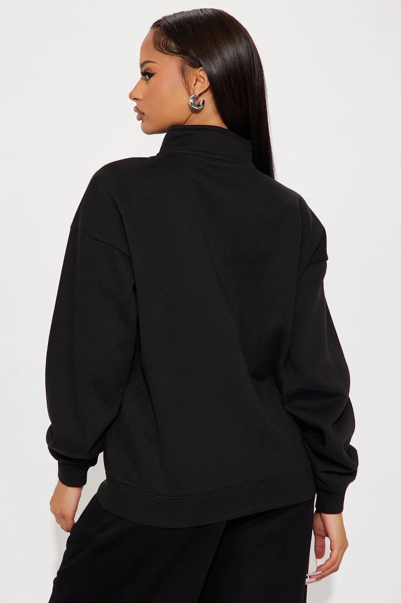 Stole My Ex Boyfriend's Oversized Quarter Zip Sweatshirt - Black 