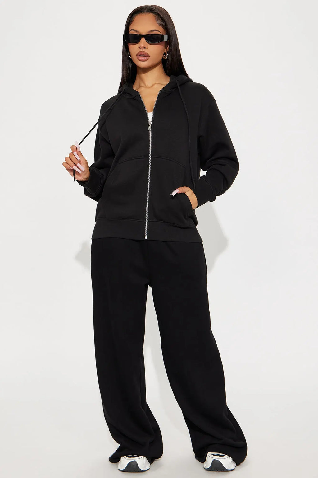 Stole My Ex Boyfriend's Oversized Zip Up Hoodie - Black 