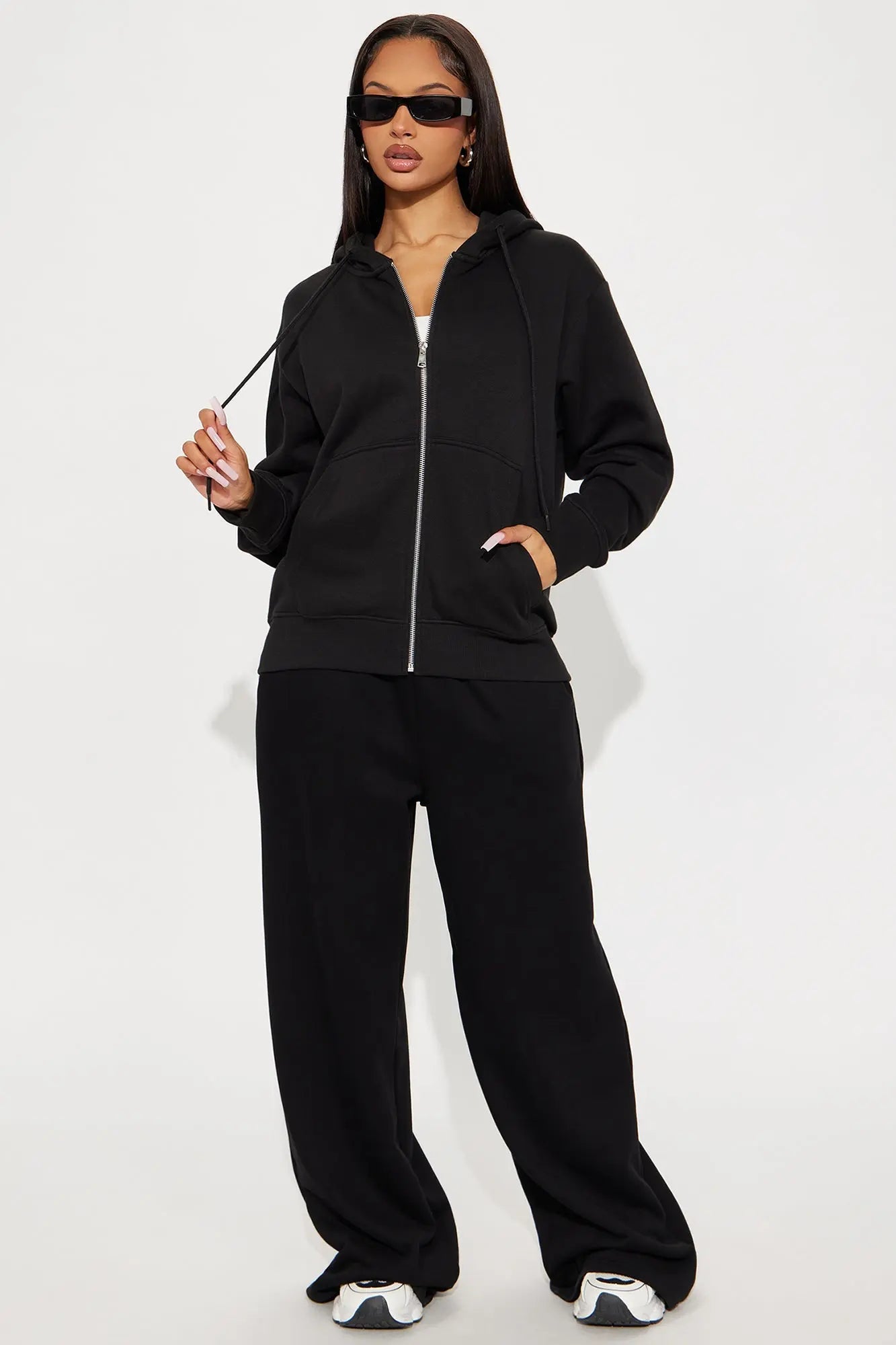Stole My Ex Boyfriend's Oversized Zip Up Hoodie - Black 