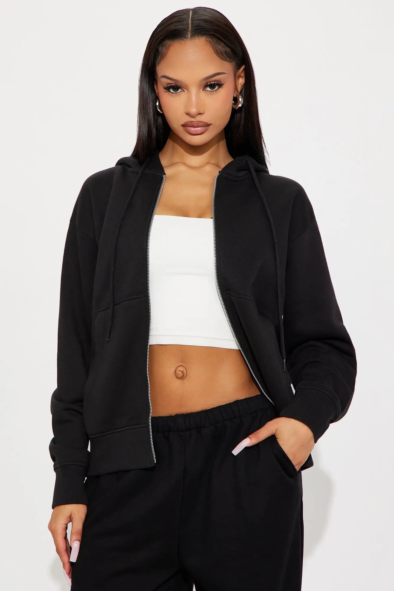 Stole My Ex Boyfriend's Oversized Zip Up Hoodie - Black 
