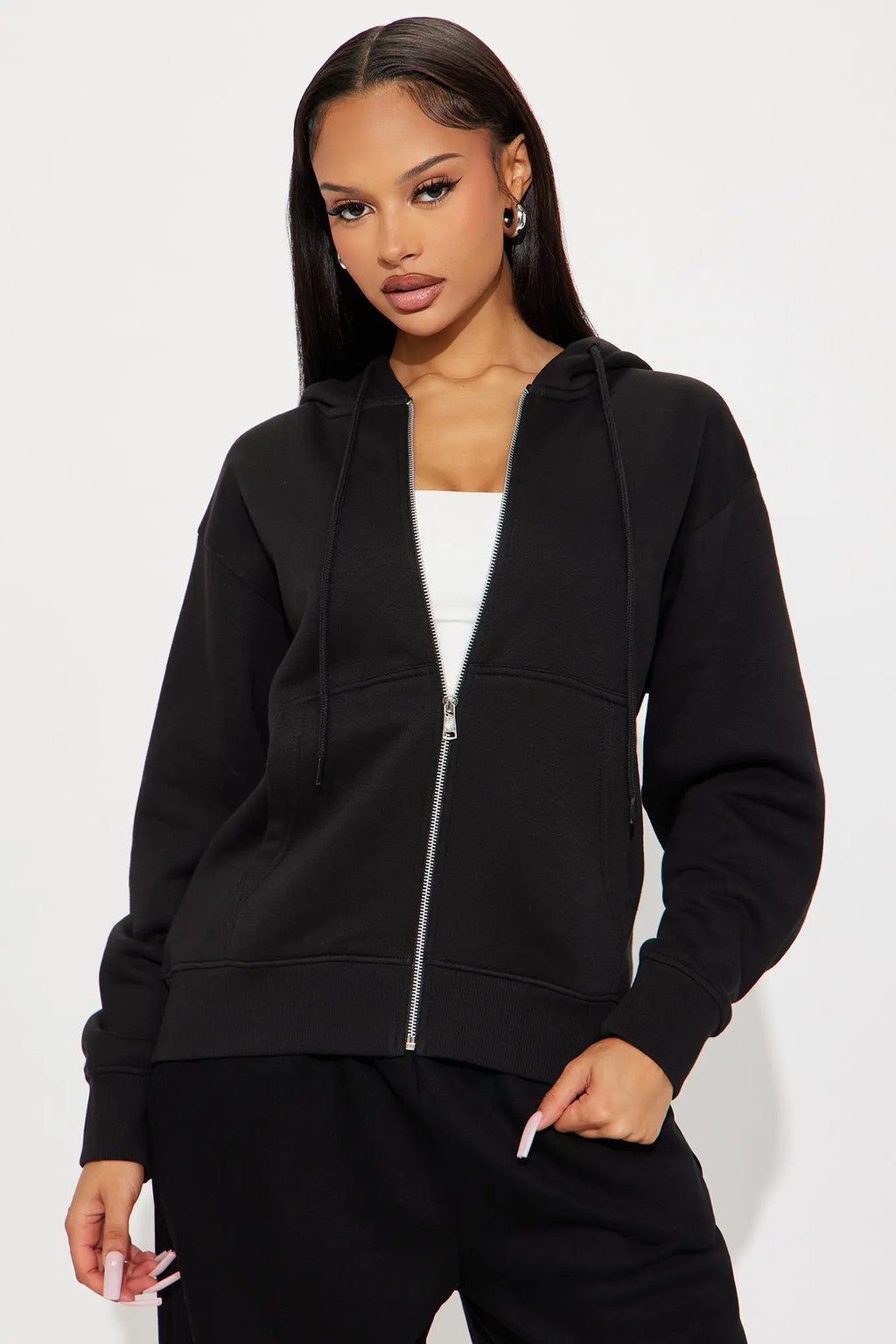 Stole My Ex Boyfriend's Oversized Zip Up Hoodie - Black 