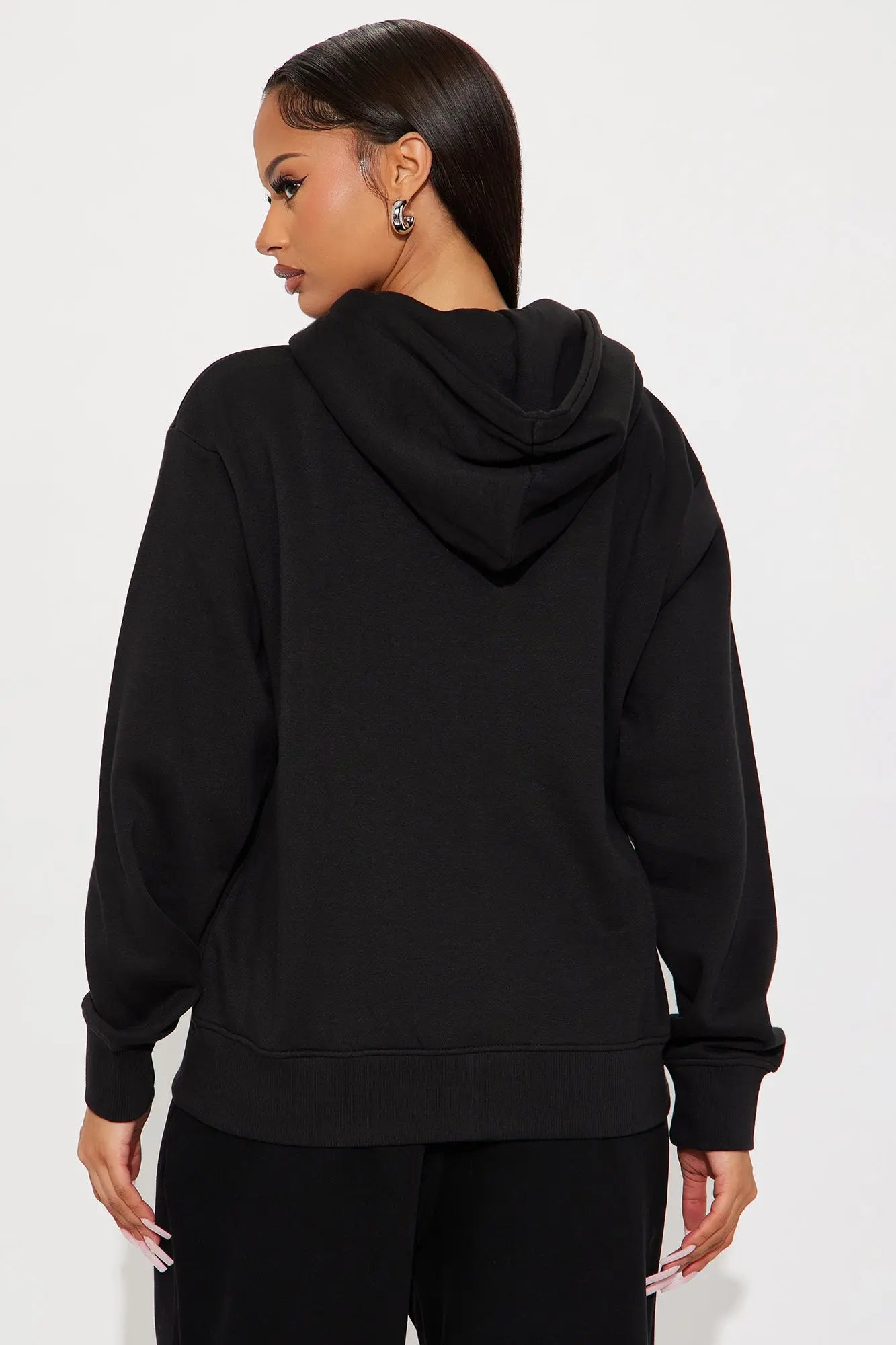 Stole My Ex Boyfriend's Oversized Zip Up Hoodie - Black 