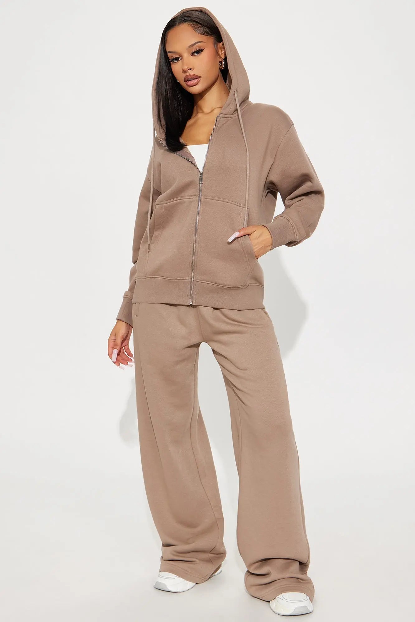 Stole My Ex Boyfriend's Oversized Zip Up Hoodie - Mocha 