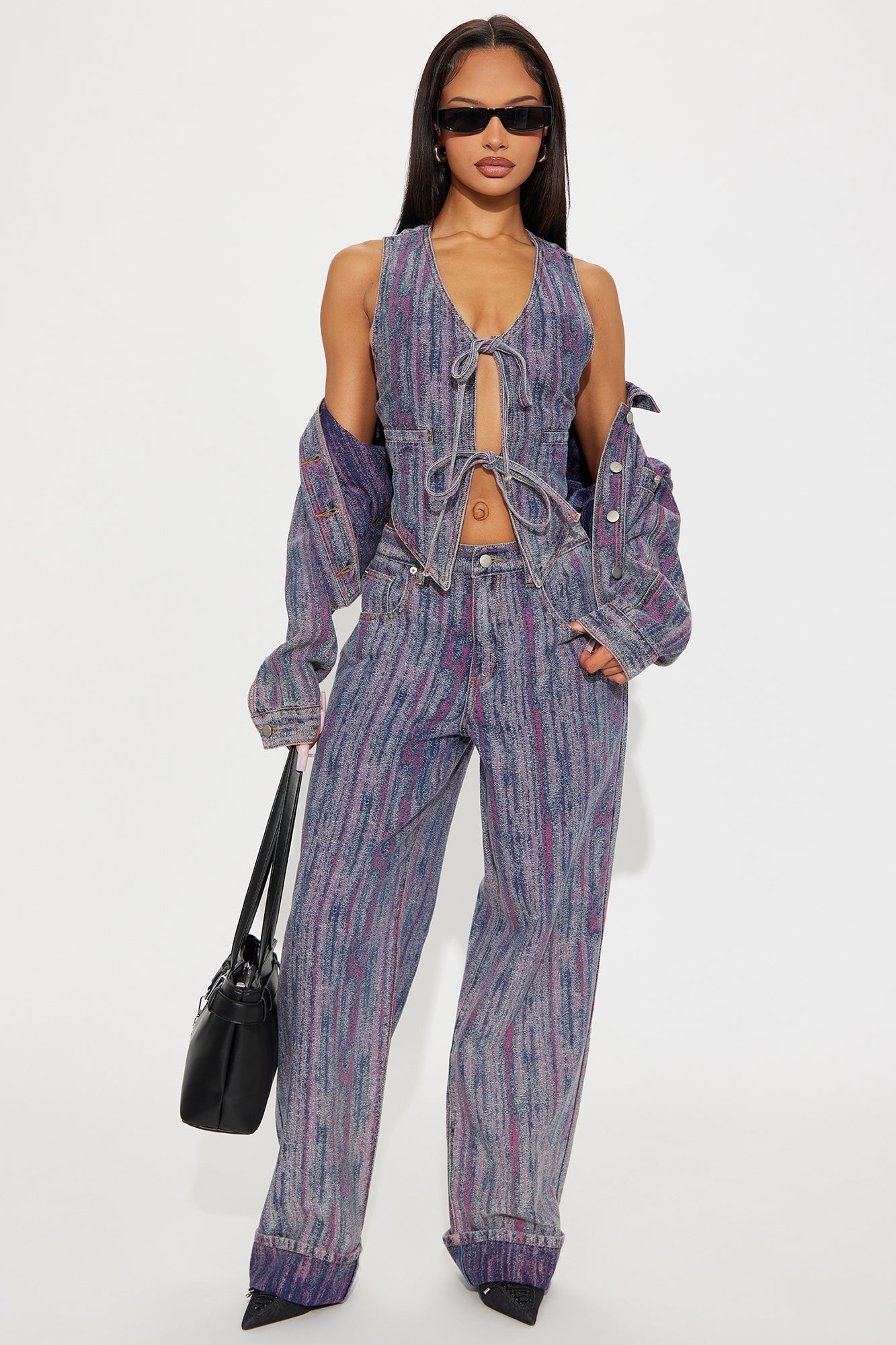 Natural Mystic Jacquard Denim Vest - Multi Color