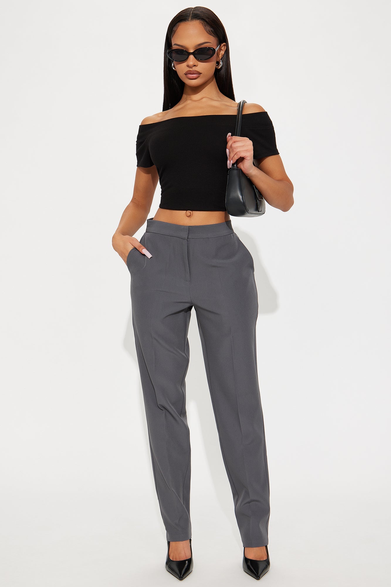 Nikki Skinny Leg Trouser Pant 30″ - Charcoal