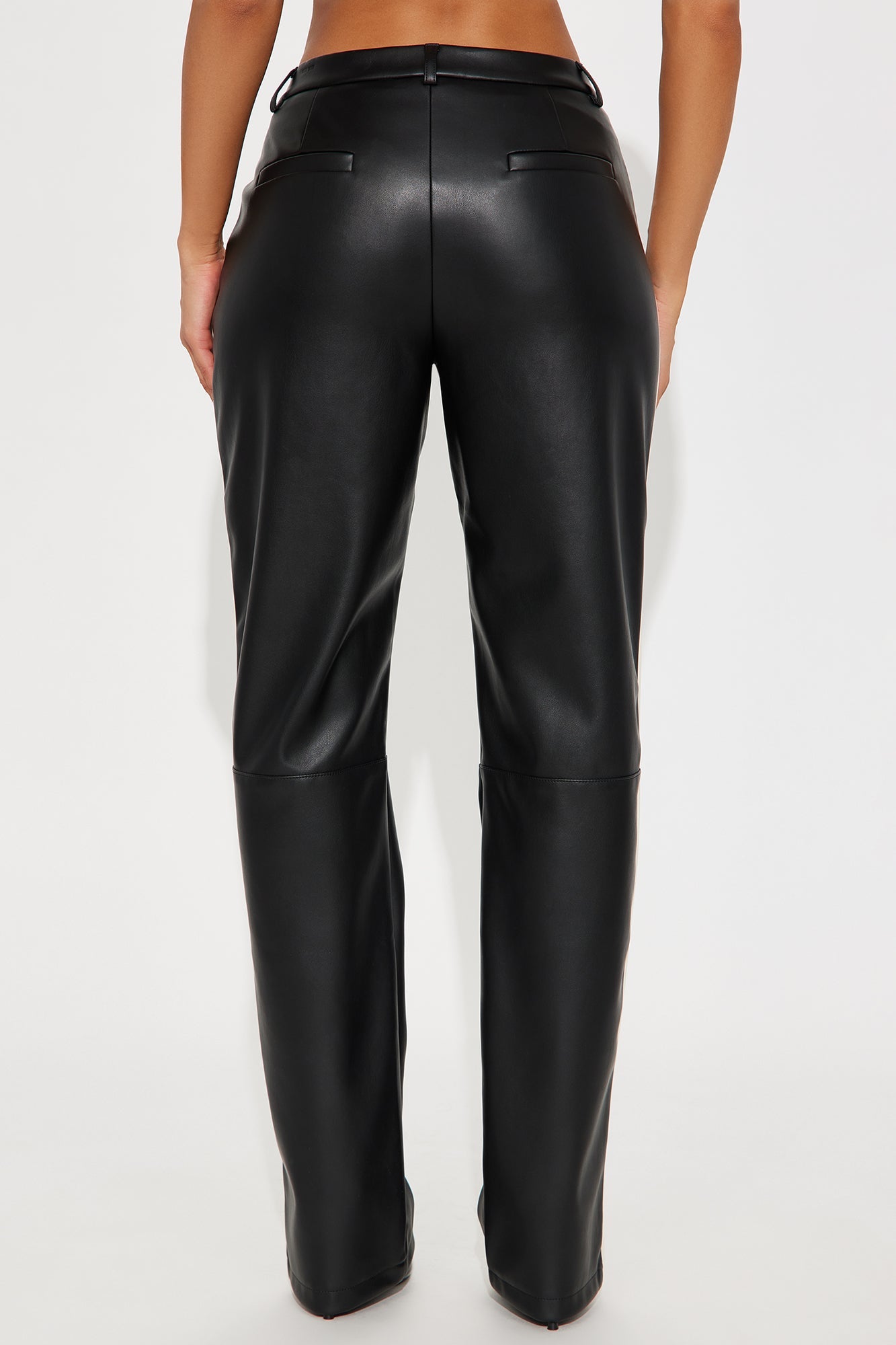 Cause A Scene Faux Leather Track Pant - Black/White