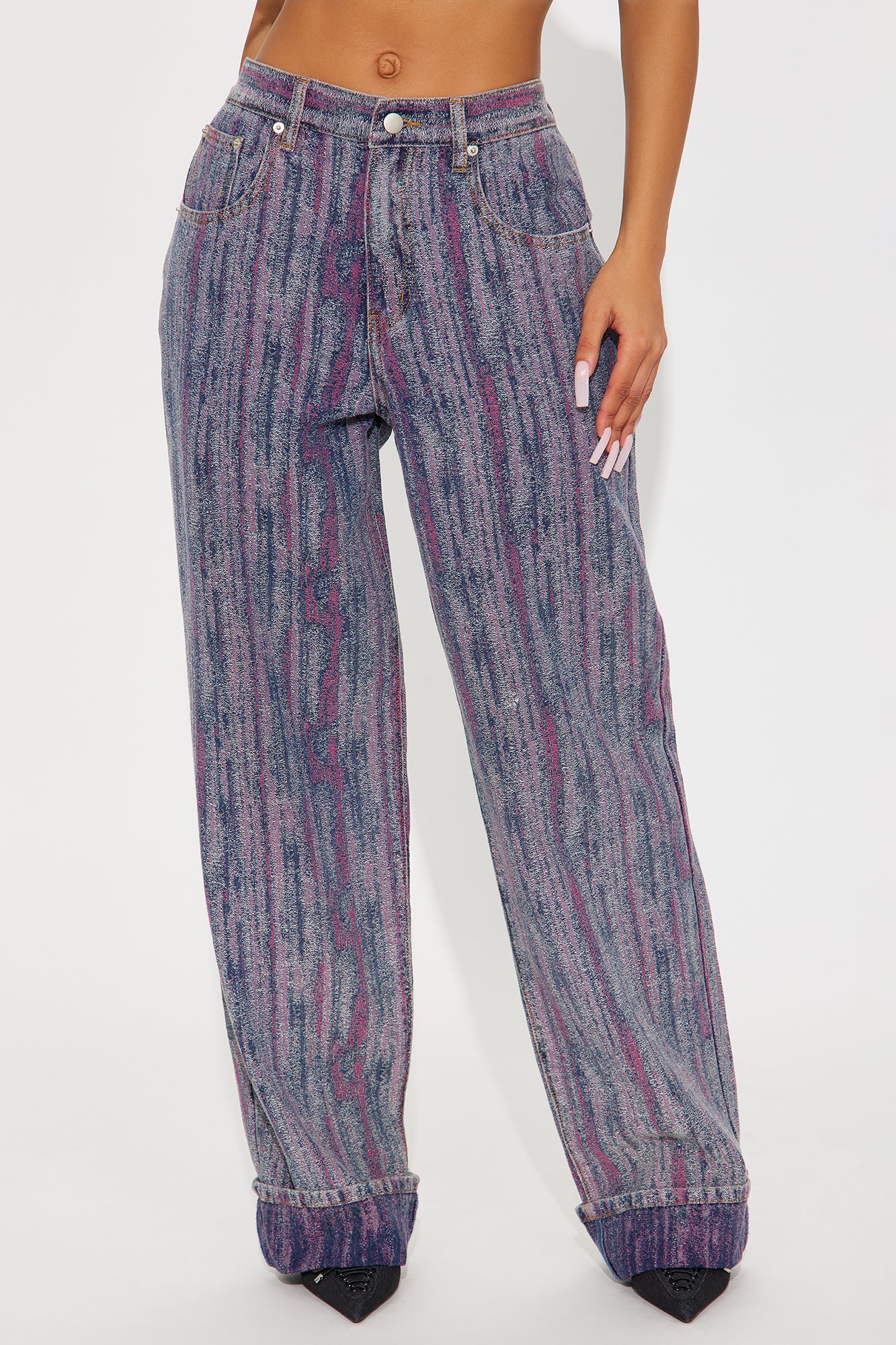 Natural Mystic Jacquard Straight Leg Jeans - Multi Color