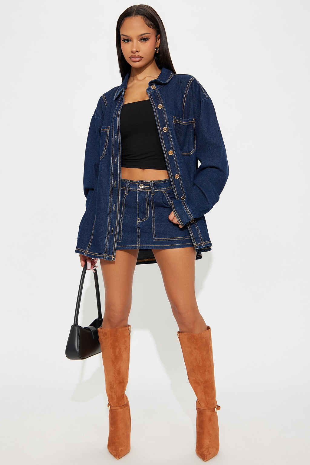 Cafe Dates Denim Micro Mini Skirt - Dark Wash