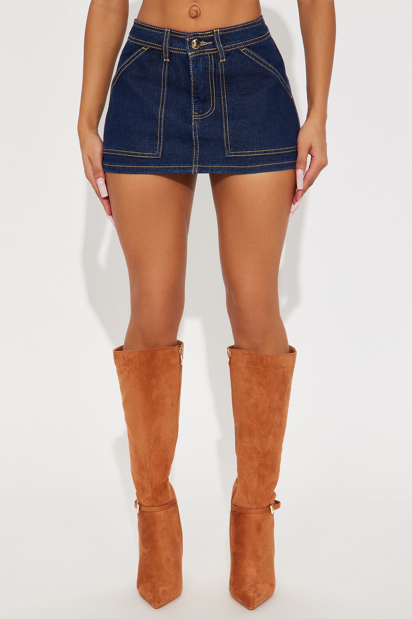 Cafe Dates Denim Micro Mini Skirt - Dark Wash