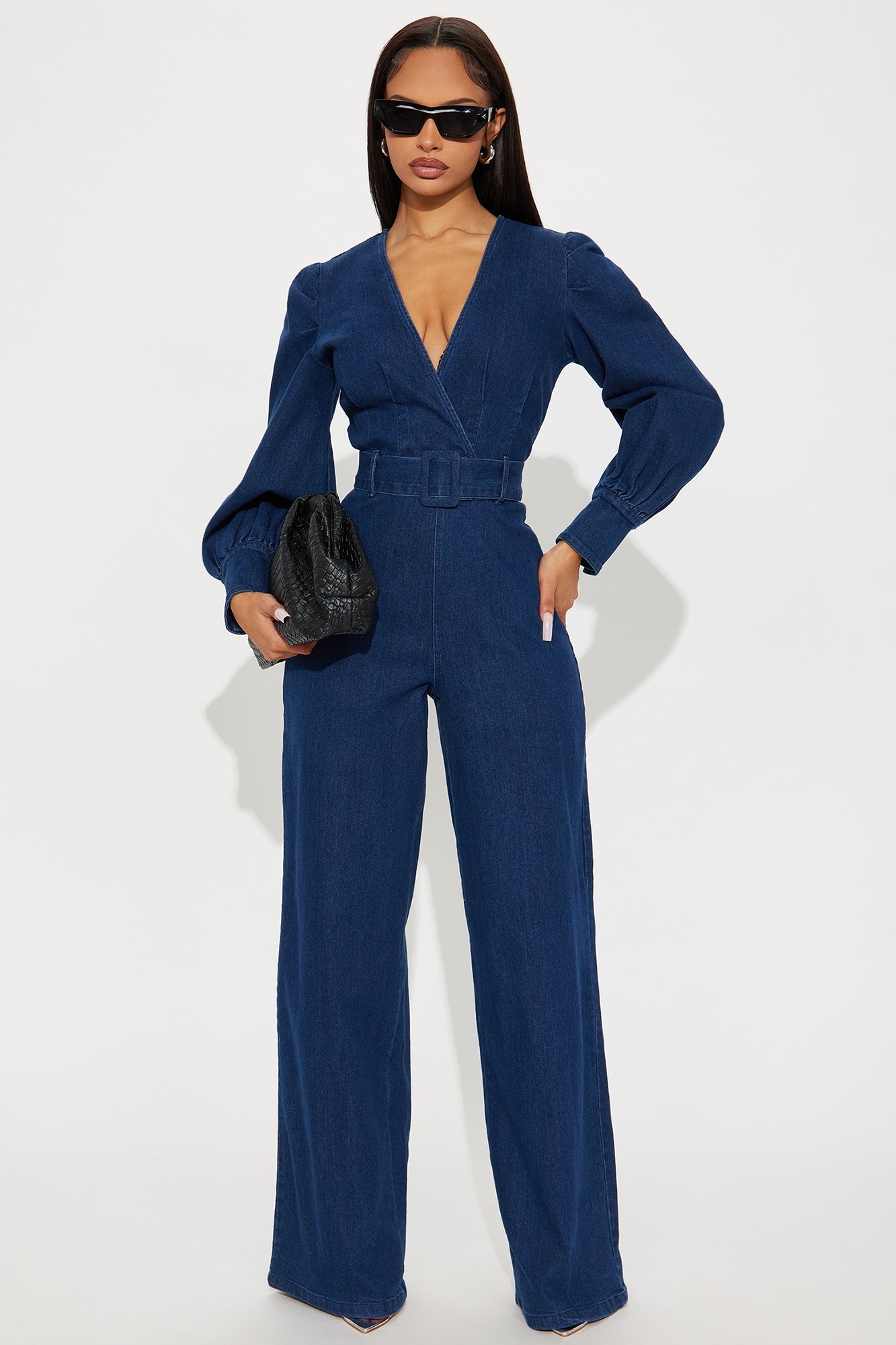 Melora Denim Wide Leg Jumpsuit - Dark Denim