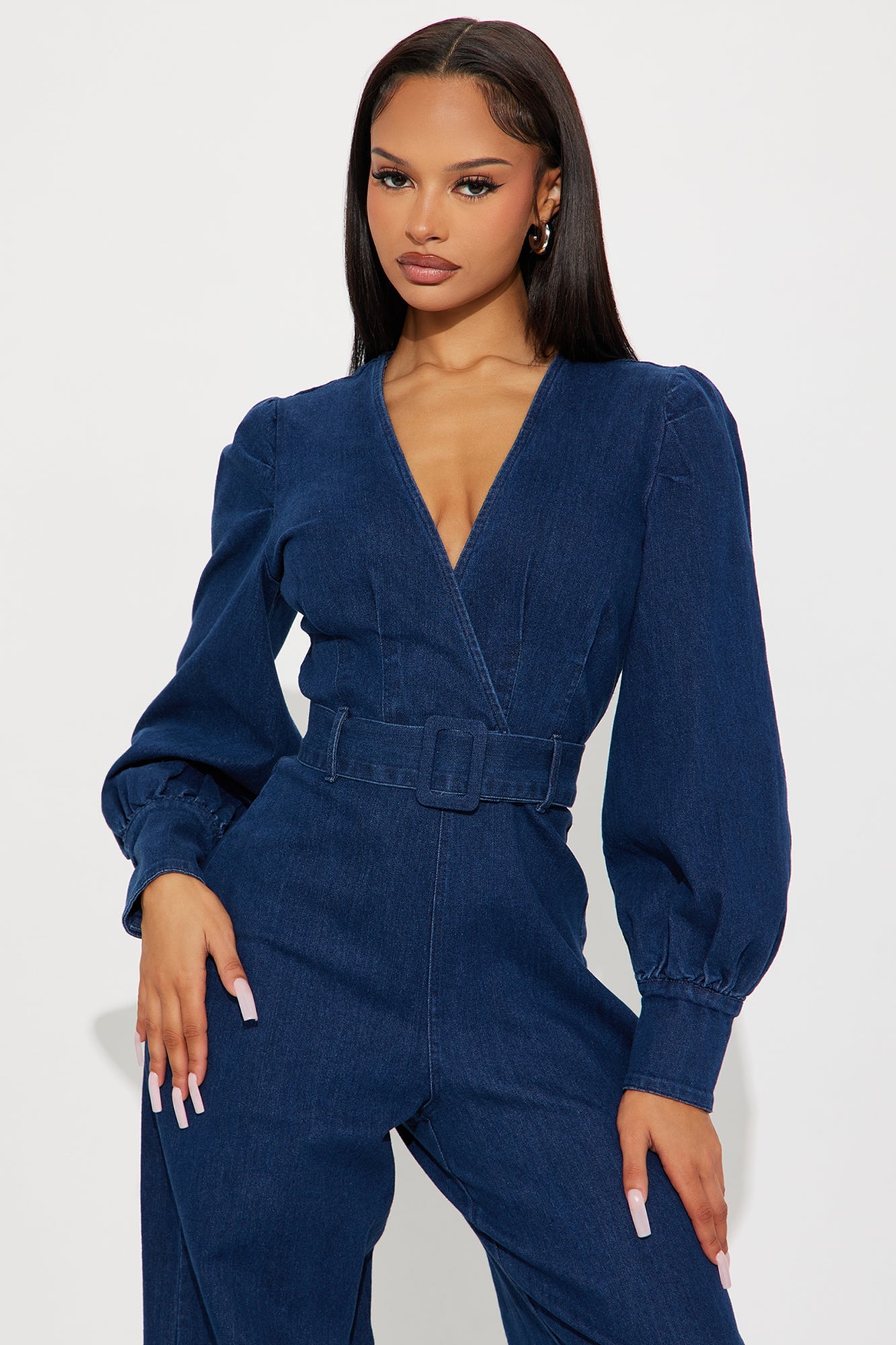 Melora Denim Wide Leg Jumpsuit - Dark Denim