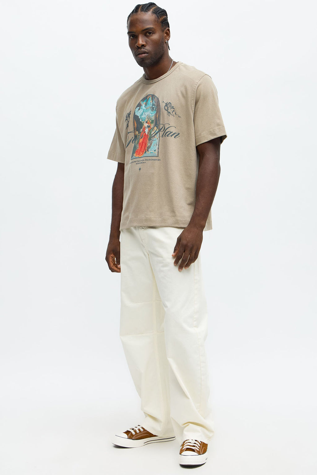 God's Plan Never Fails Oversized Short Sleeve Tee - Stone