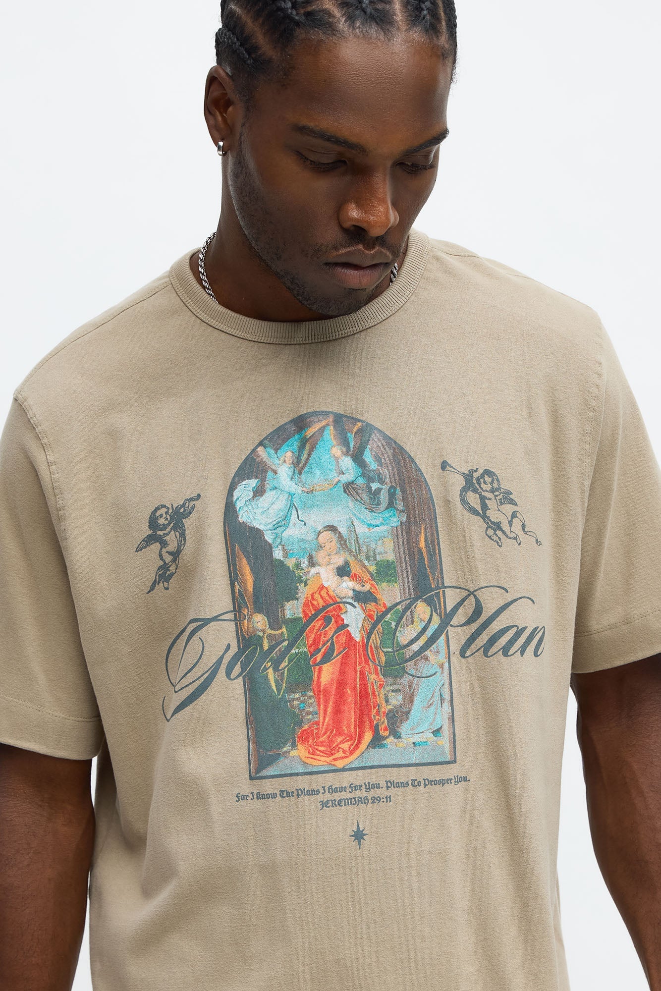 God's Plan Never Fails Oversized Short Sleeve Tee - Stone