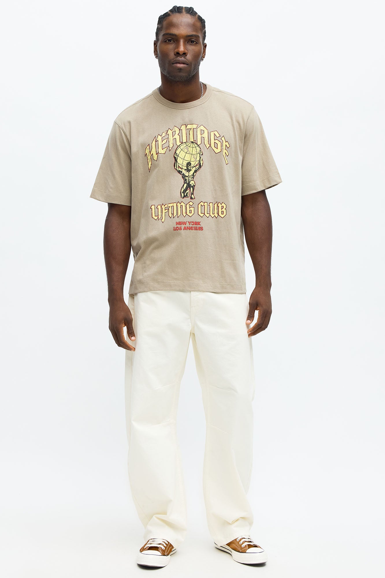 Heritage Lifting Club Oversized Short Sleeve Tee - Stone
