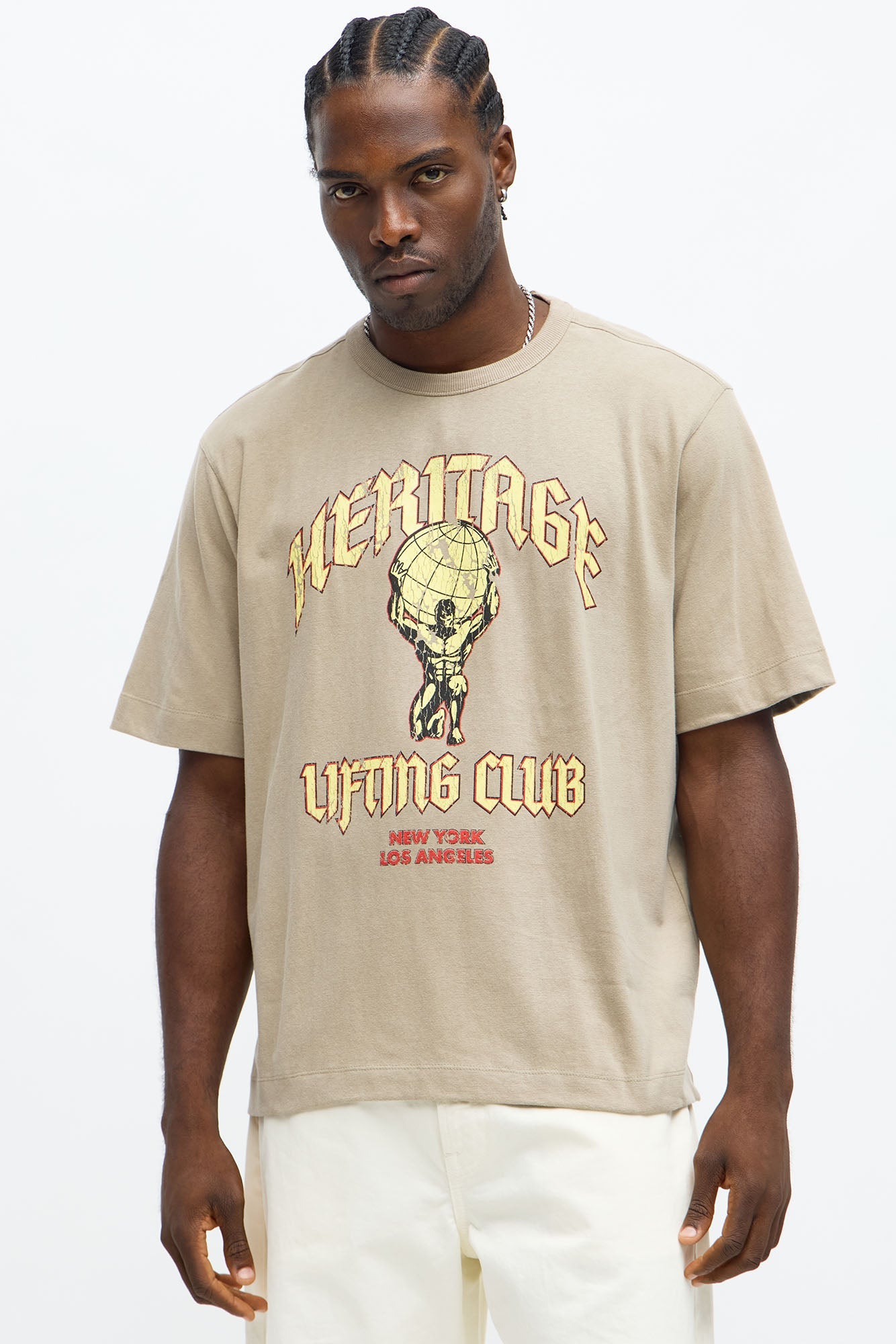 Heritage Lifting Club Oversized Short Sleeve Tee - Stone