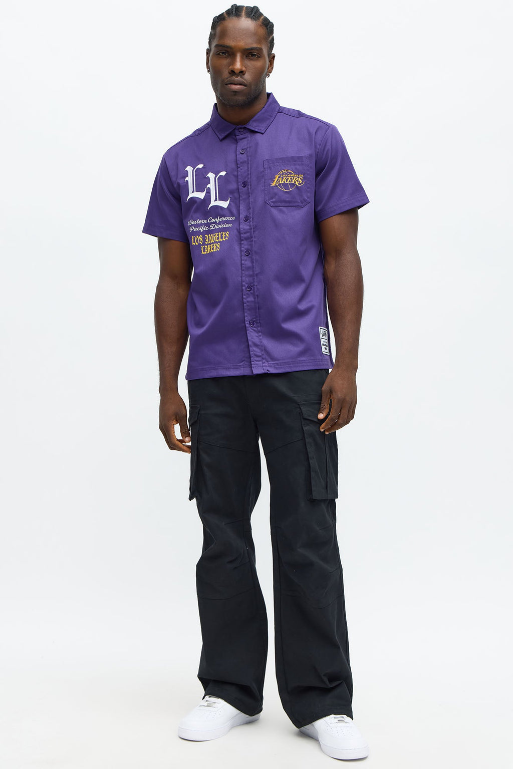 Lakers Regular Fit Button Up Shirt - Purple