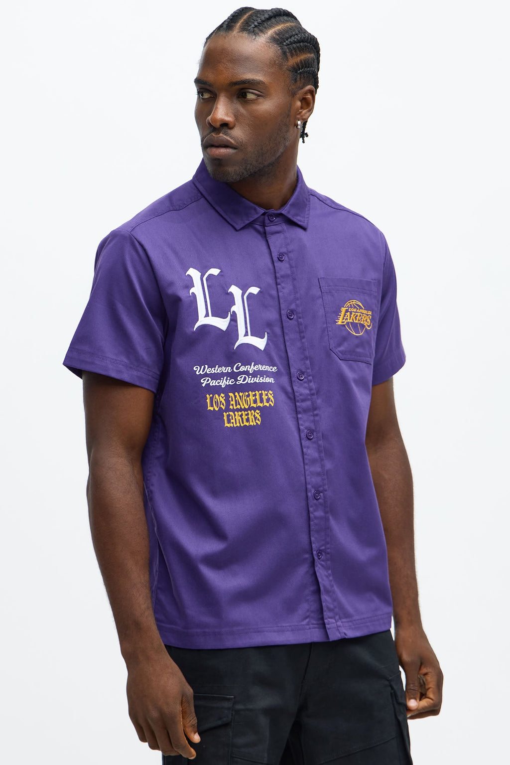 Lakers Regular Fit Button Up Shirt - Purple