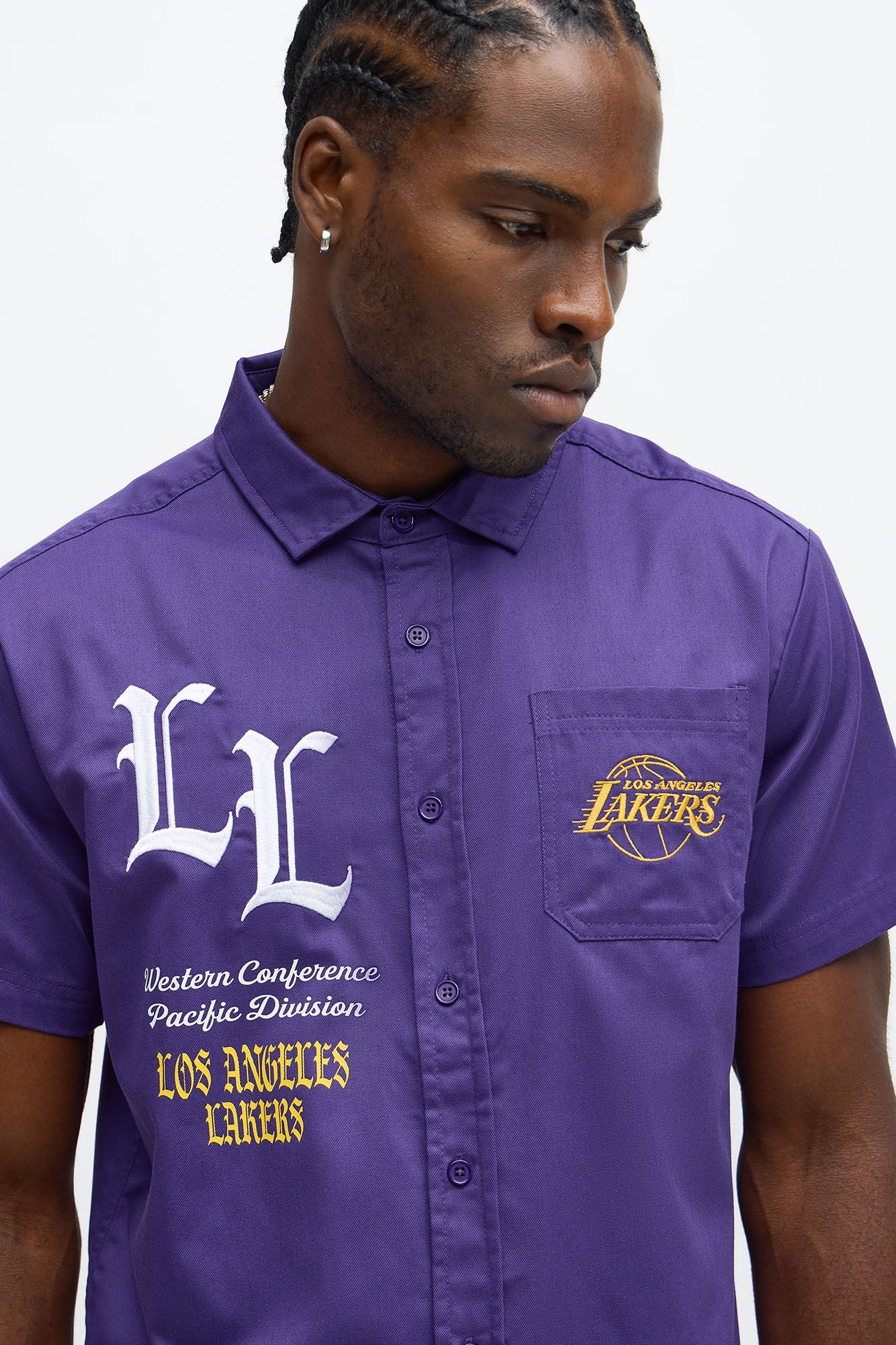Lakers Regular Fit Button Up Shirt - Purple