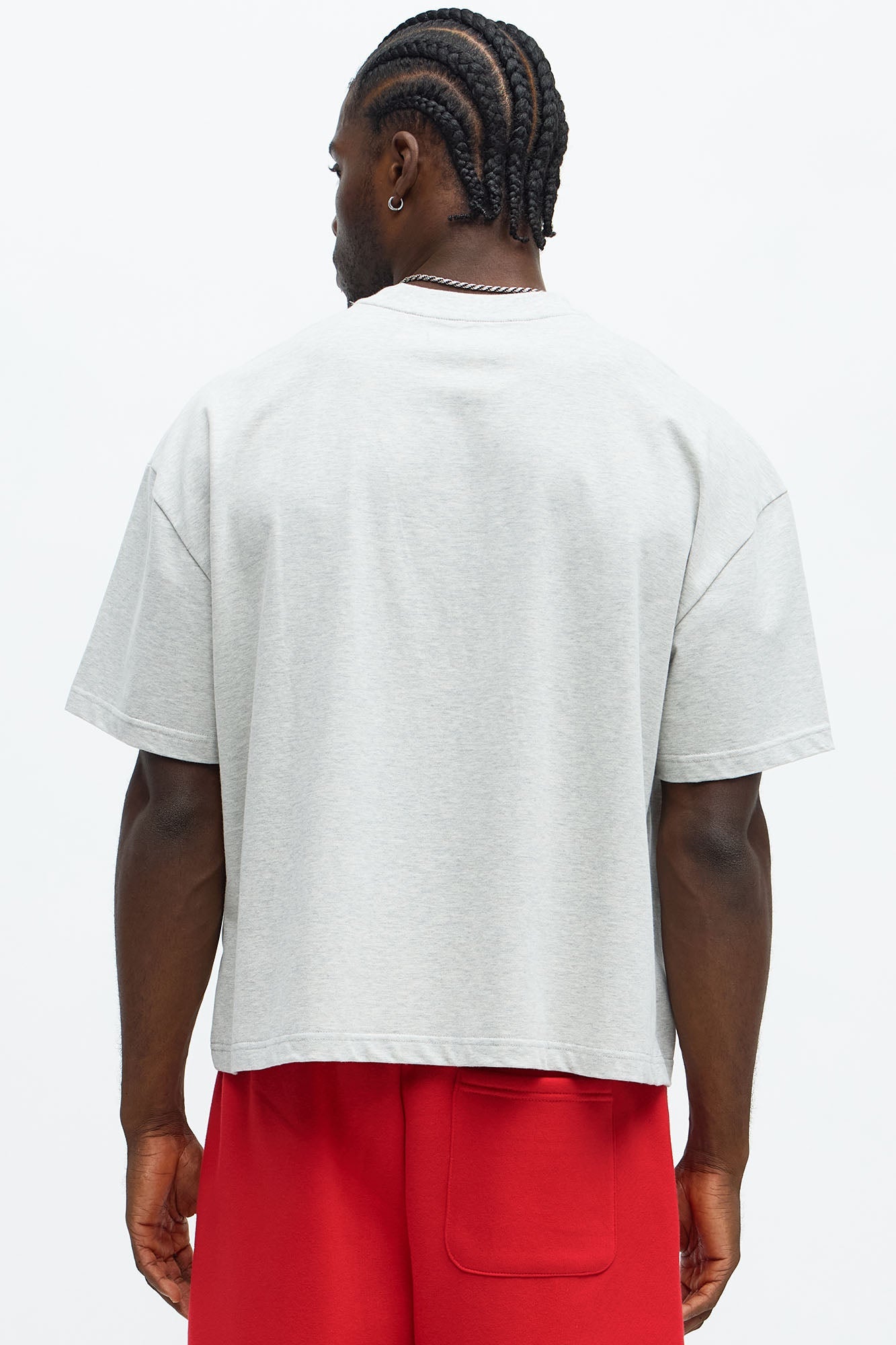 Premium Boxy Cropped Soft Cotton Tee - Heather Grey