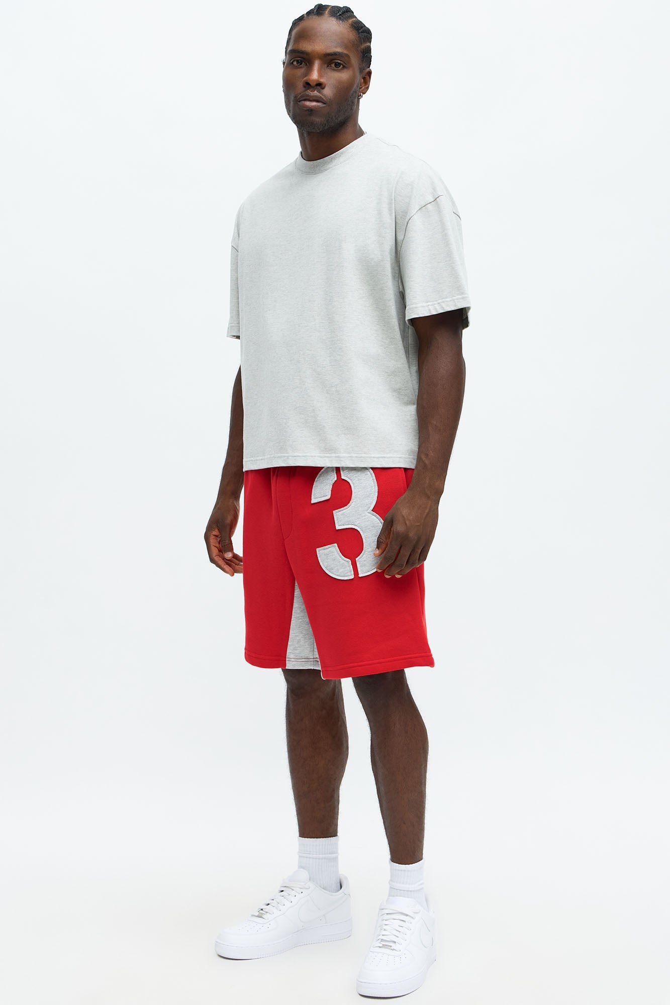 Tyson Relaxed Number 3 Shorts - Red/combo