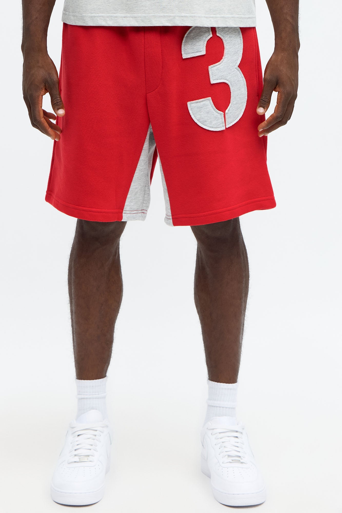 Tyson Relaxed Number 3 Shorts - Red/combo